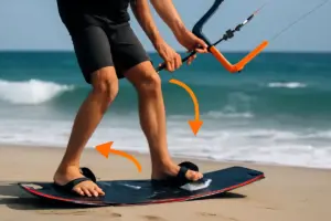 Come utilizzare i piedi per manovre switch in kitesurf? Piccoli aggiustamenti che cambiano il risultato