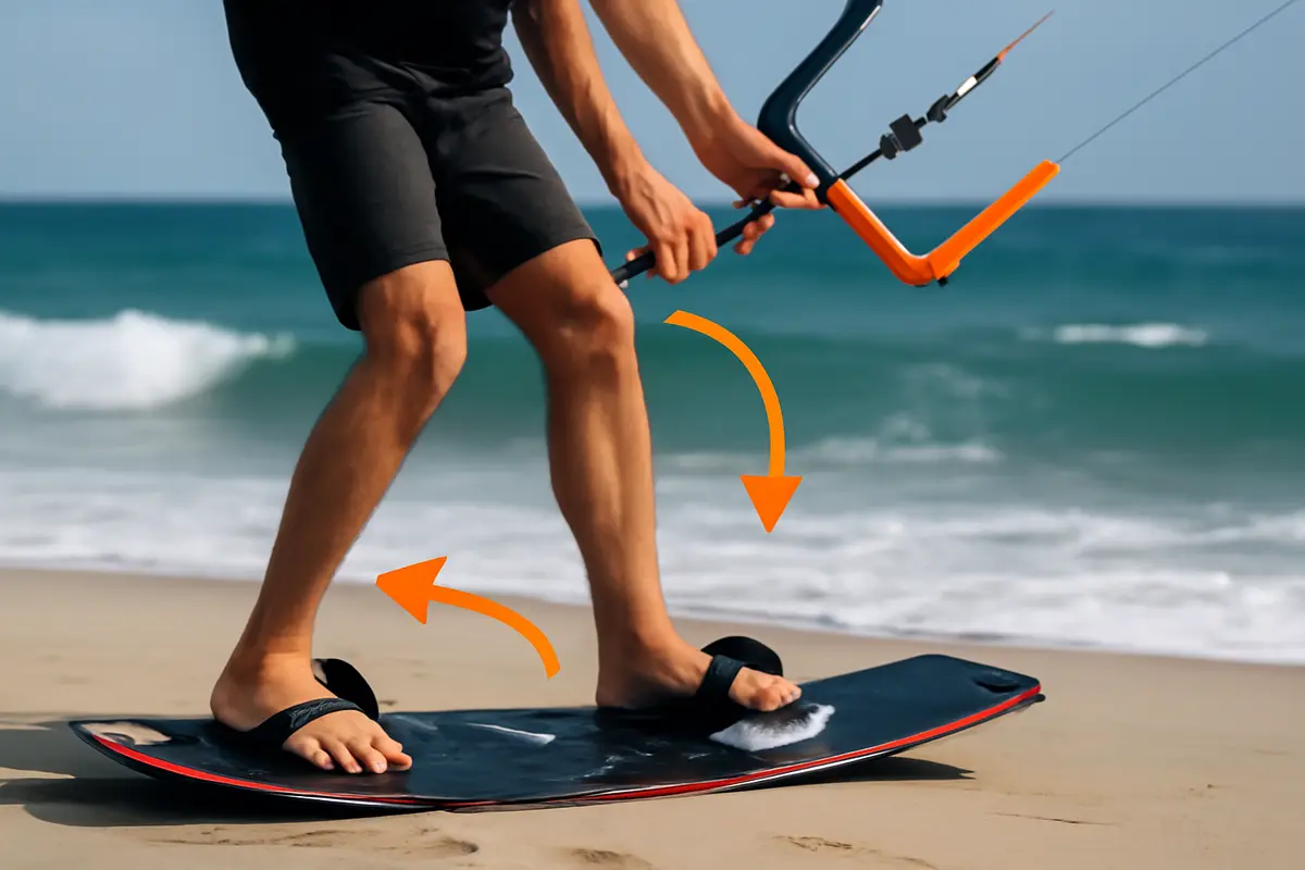 Come utilizzare i piedi per manovre switch in kitesurf? Piccoli aggiustamenti che cambiano il risultato
